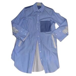 Zara Light Blue Striped Button-Down Shirt with Dark Blue Pocket
